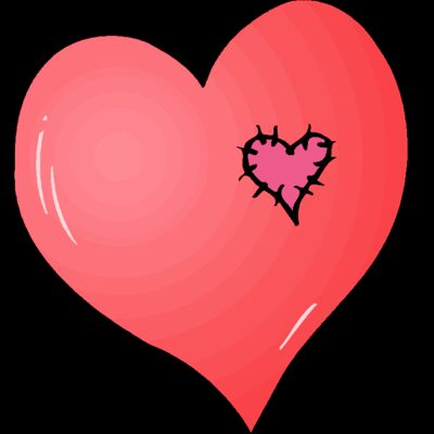 love heart with heart patch sewn on Thumbnail