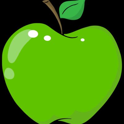 green apple with stalk and leaf Thumbnail