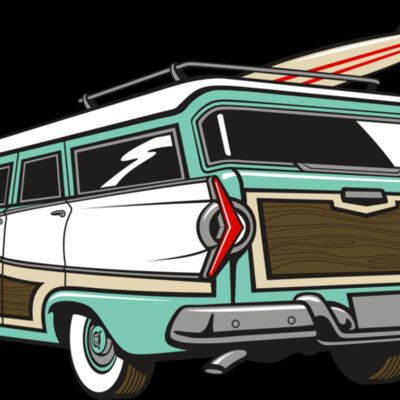 Surfboard wagon back view Thumbnail