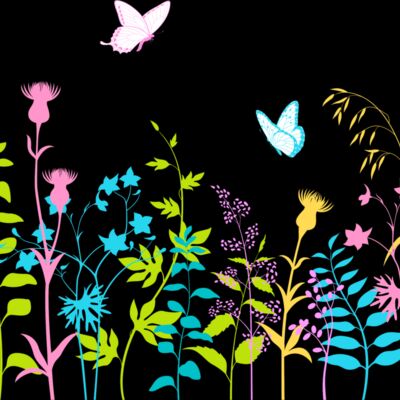 Pretty pastel garden with butterflies Thumbnail