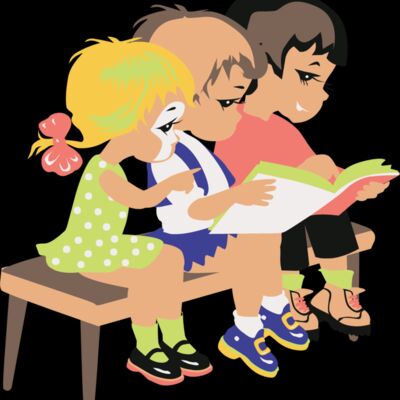 Kids reading on bench seat Thumbnail