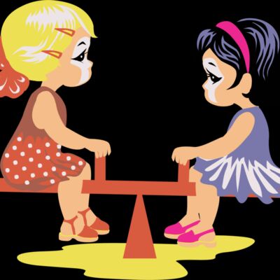 Girls on seesaw Thumbnail