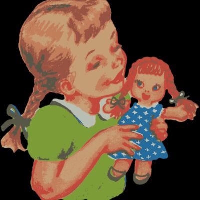 Girl with doll vintage Thumbnail