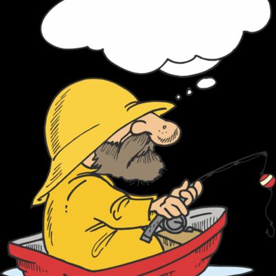 Fisherman in boat thoughtbubble Thumbnail