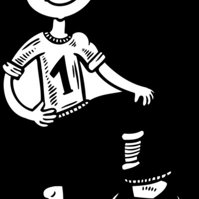 Boy soccer black white drawing Thumbnail